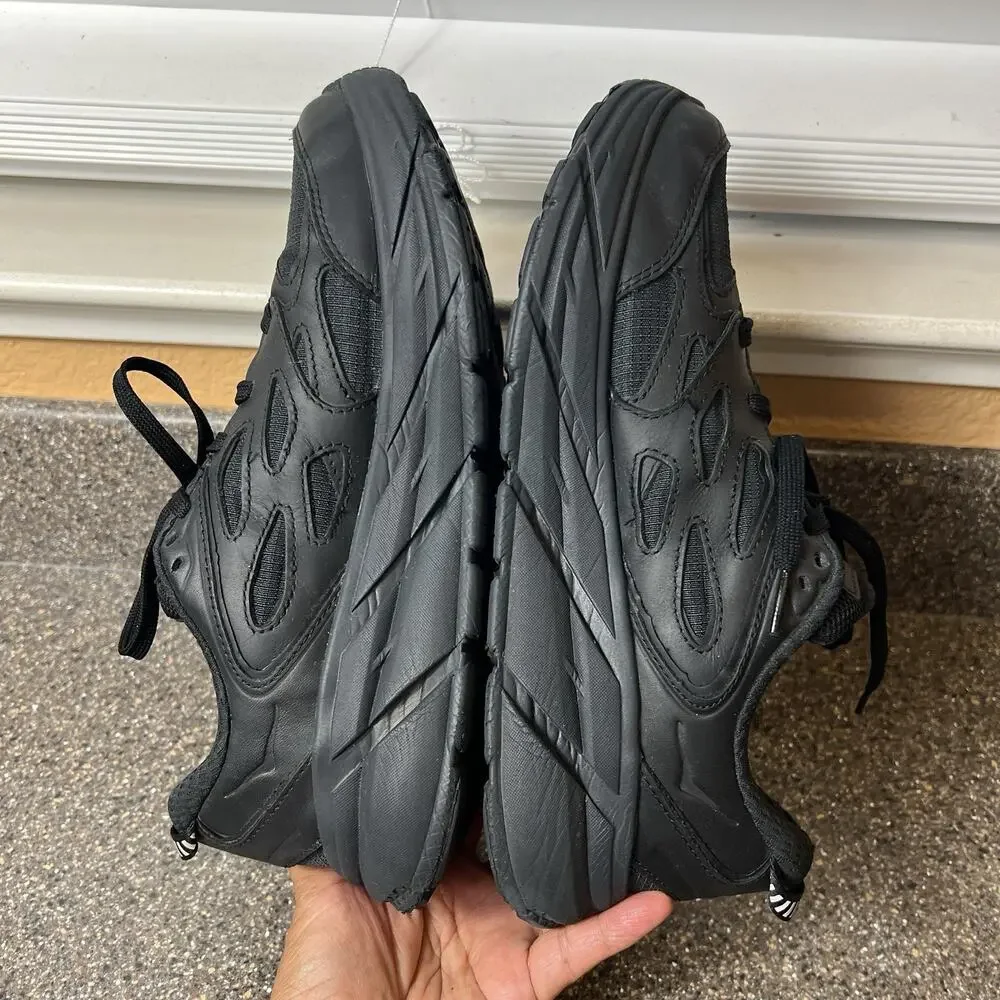 HOKA One One Clifton Trainer Running Shoes Black Womens 8.5 Lace Up Low Mens 7.5